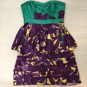 BCBG MAXAZRIA floral strapless dress